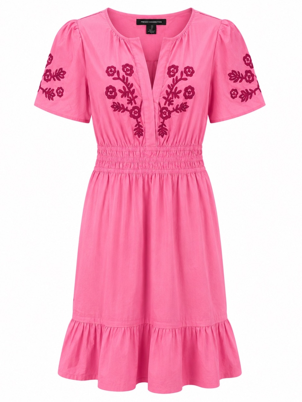 French Connection Women’s M Aurora Pink Embroidered Midi Dress NWT Cotton